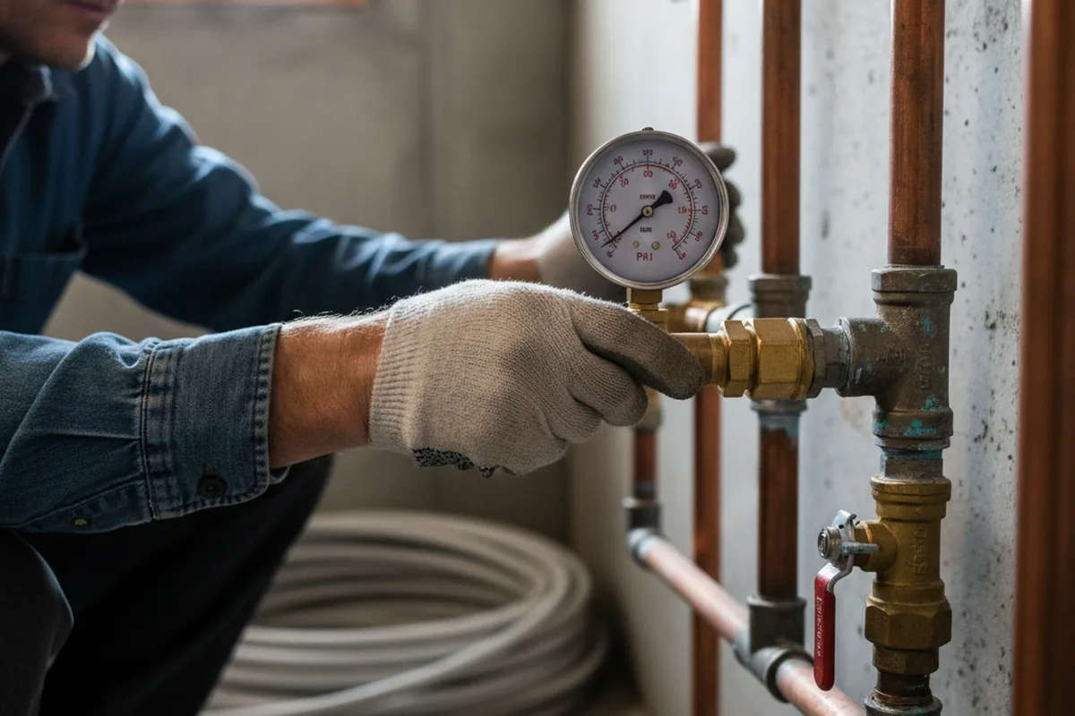 Pressure testing a repaired line during Water Line Repair in Sedgwick